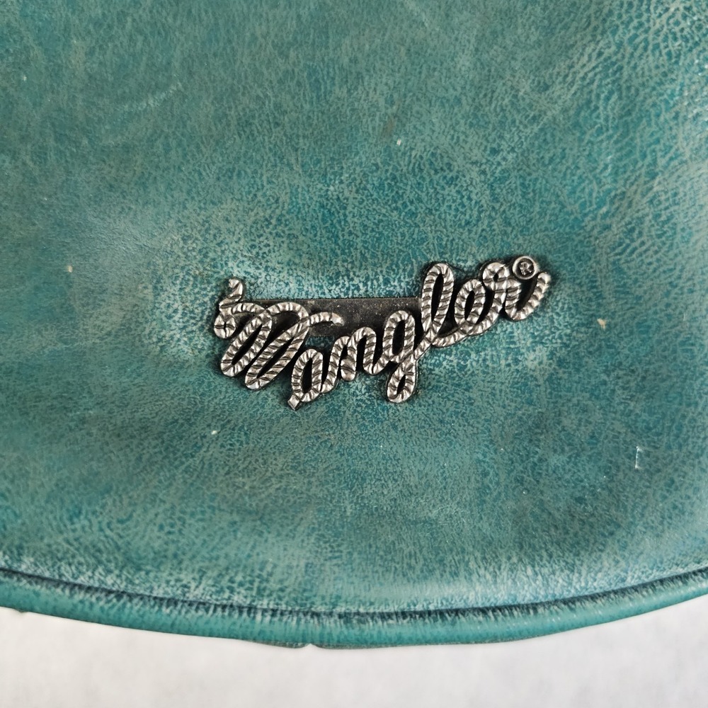 Wrangler Turquoise Fringe Crossbody Messenger Bag Floral Southwest Whipstitch - Picture 12 of 15
